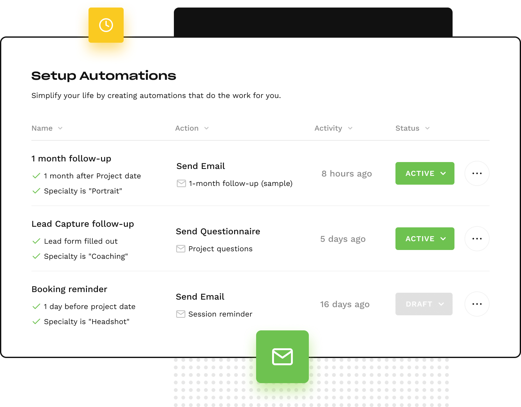 Emails to booking form desktop screen
