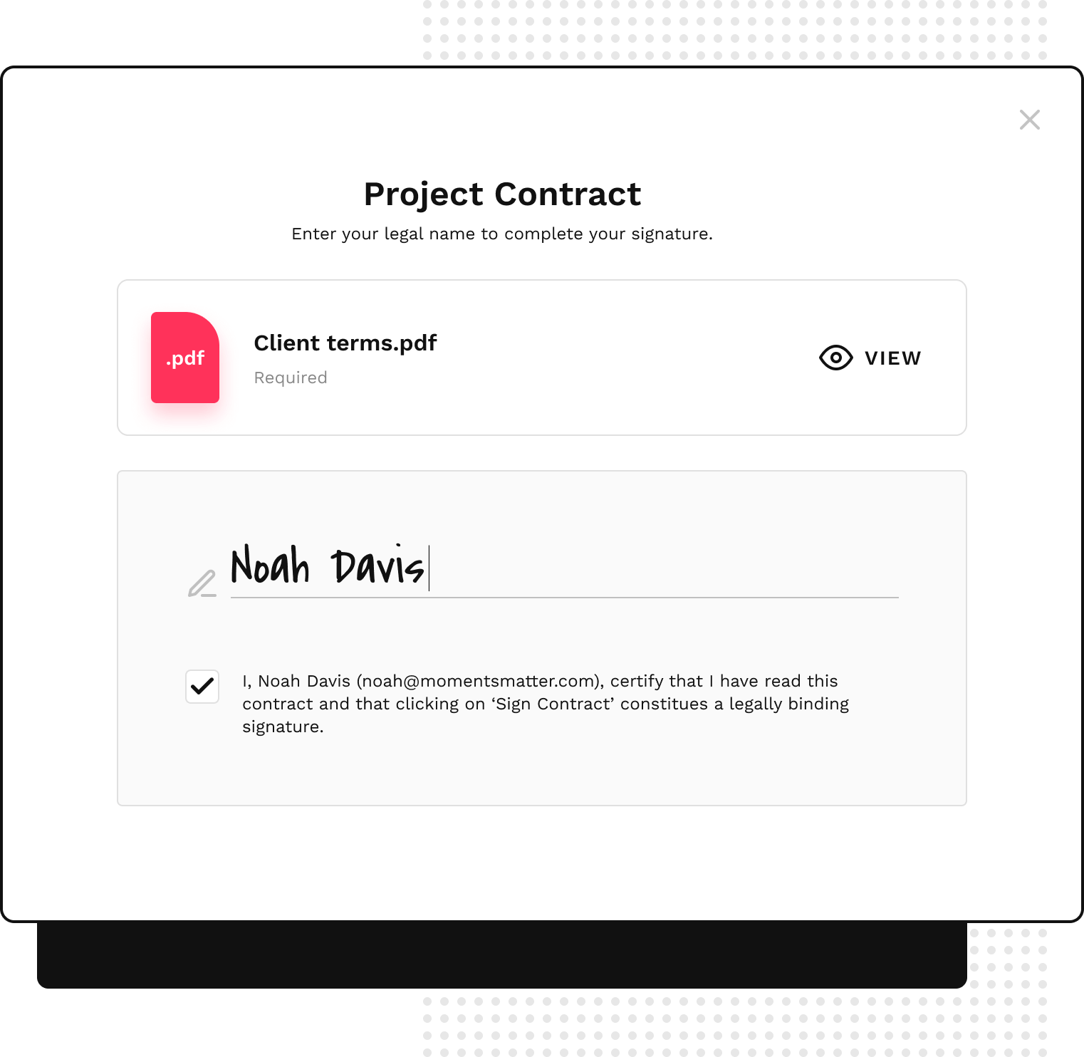 Emails to booking form desktop screen