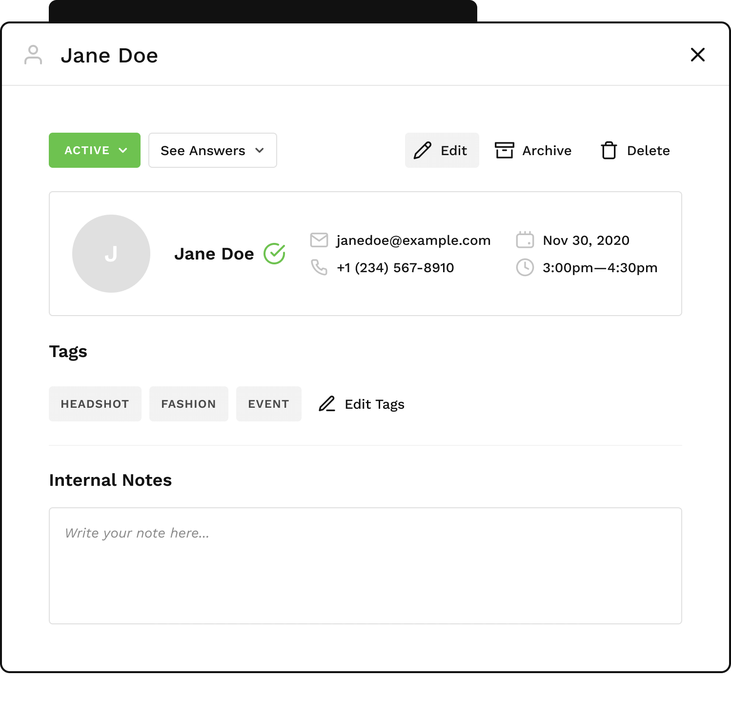 Emails to booking form desktop screen